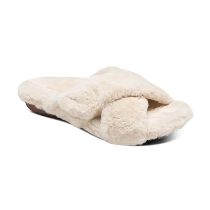 Aetrex Penelope Adjustable Faux Fur Slippers