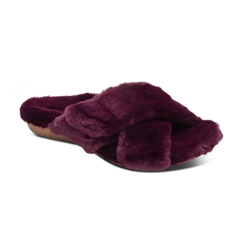Aetrex Penelope Adjustable Faux Fur Slippers