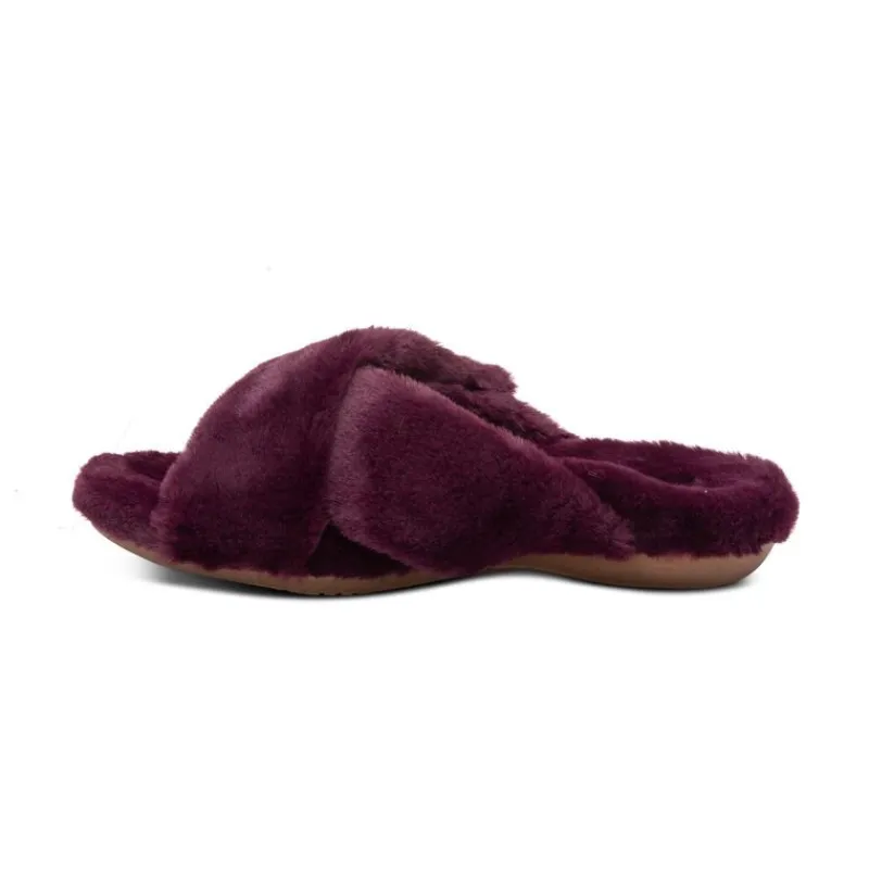Aetrex Penelope Adjustable Faux Fur Slippers