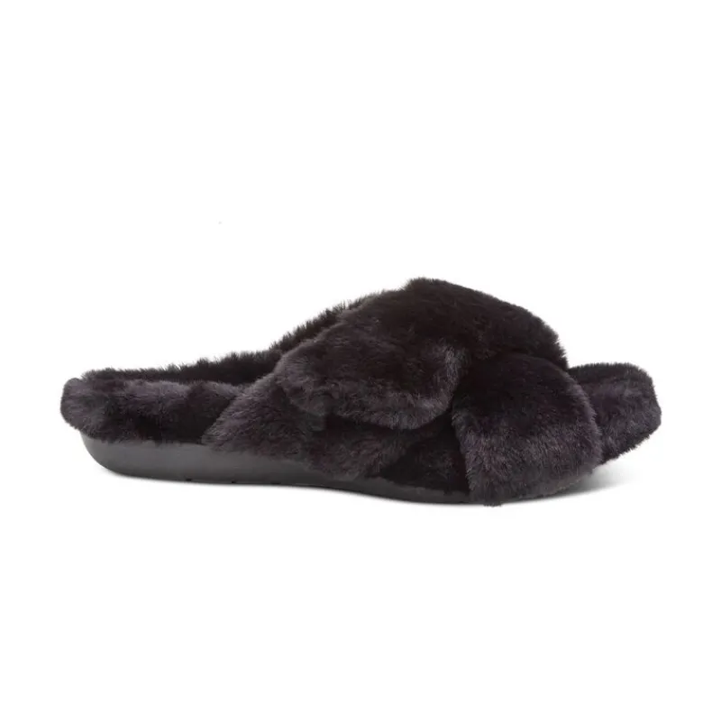 Aetrex Penelope Adjustable Faux Fur Slippers