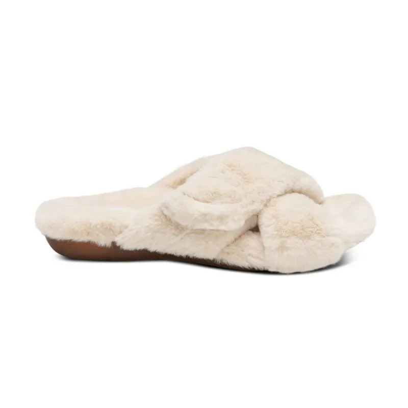Aetrex Penelope Adjustable Faux Fur Slippers