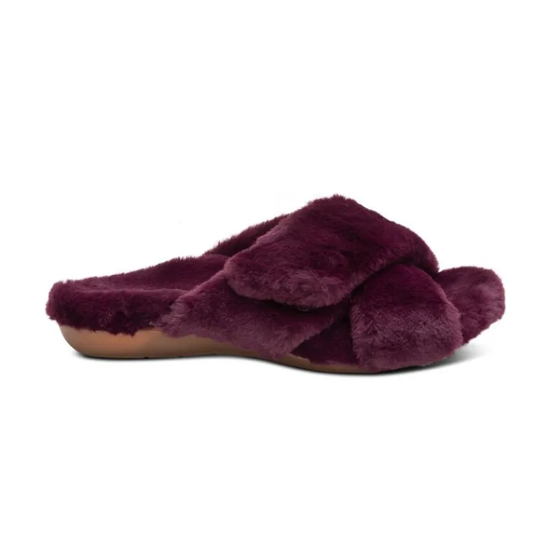 Aetrex Penelope Adjustable Faux Fur Slippers