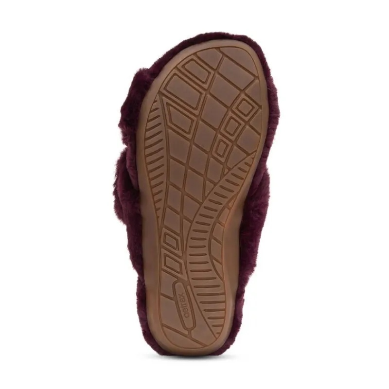 Aetrex Penelope Adjustable Faux Fur Slippers