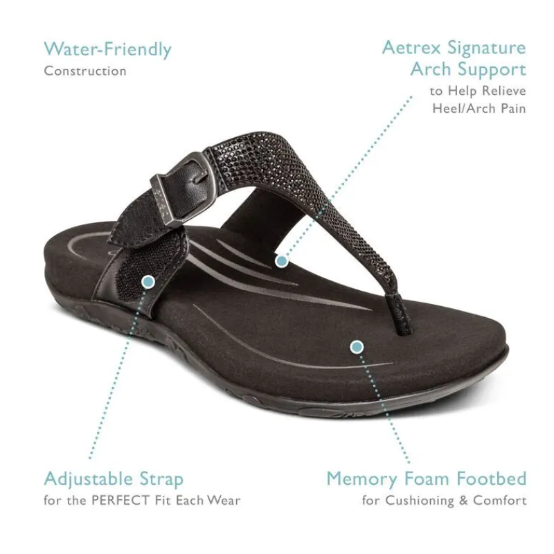 Aetrex Rae Adjustable Thong Sandal