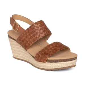 Aetrex Summer Woven Quarter Strap Wedge