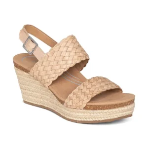 Aetrex Summer Woven Quarter Strap Wedge